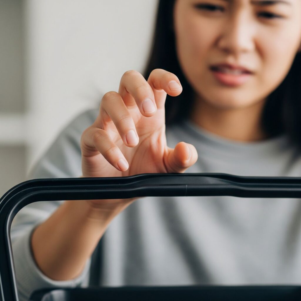 AOI-Hip Pain: Recognizing When Surgery is the Right Option 2 A person's hand hesitating over a grocery basket handle