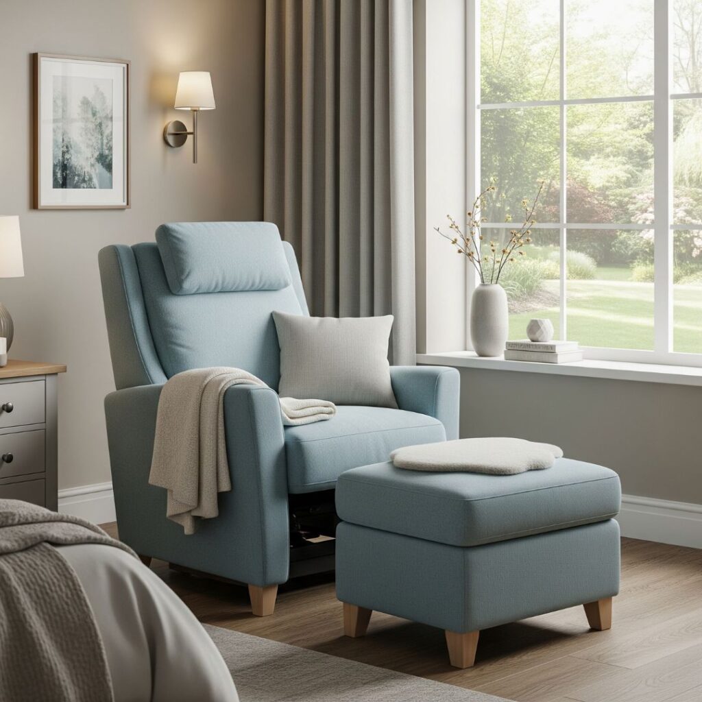 AOI-Tips for a Successful Rehabilitation After Shoulder Surgery 4 A calm and inviting armchair and ottoman