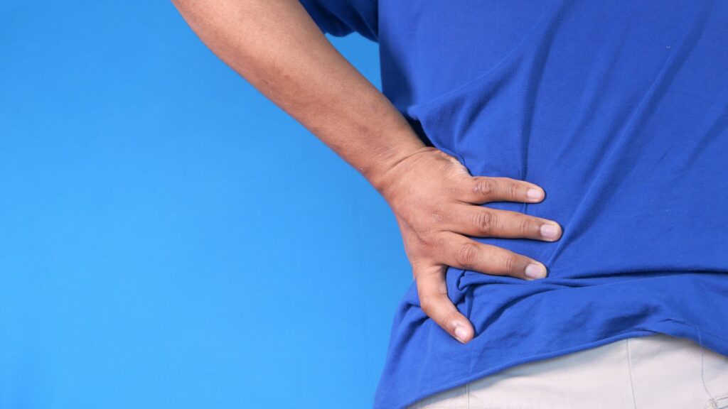 Person in hip discomfort