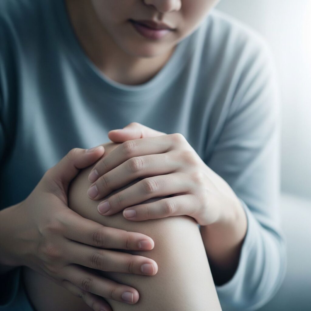 Person holding knee in pain