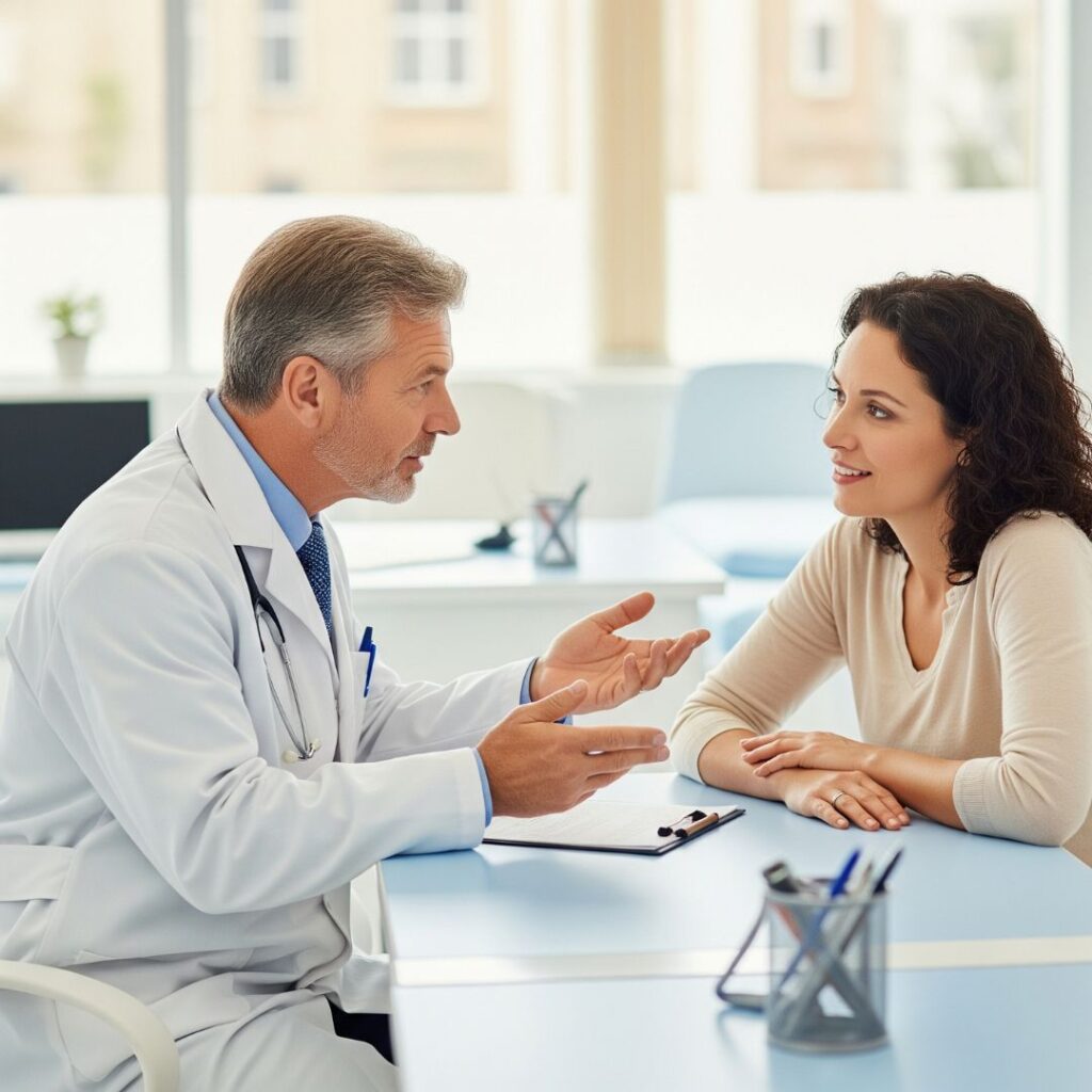 Woman consulting with a doctor
