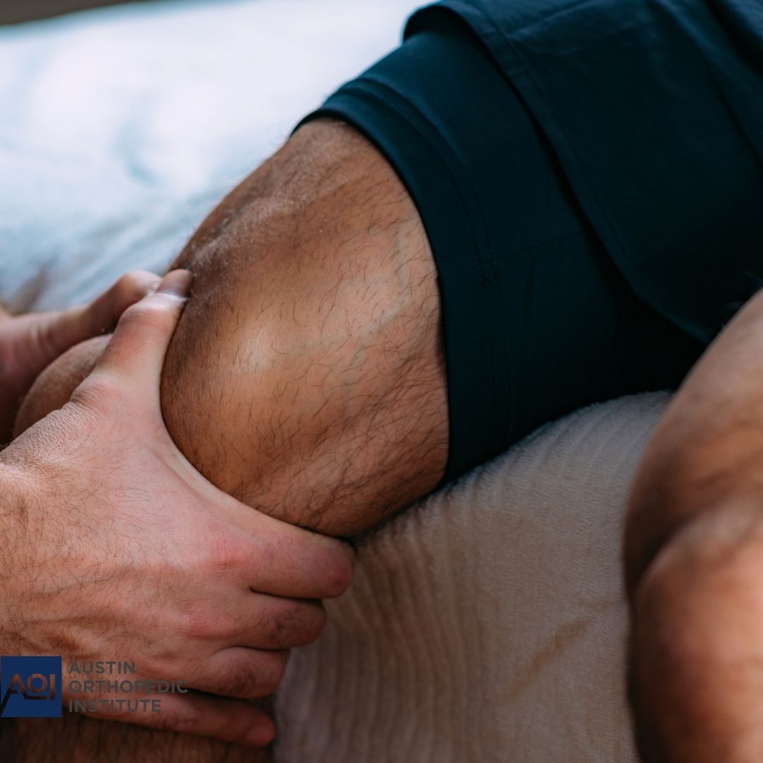 a male patient being examined for his knee pain