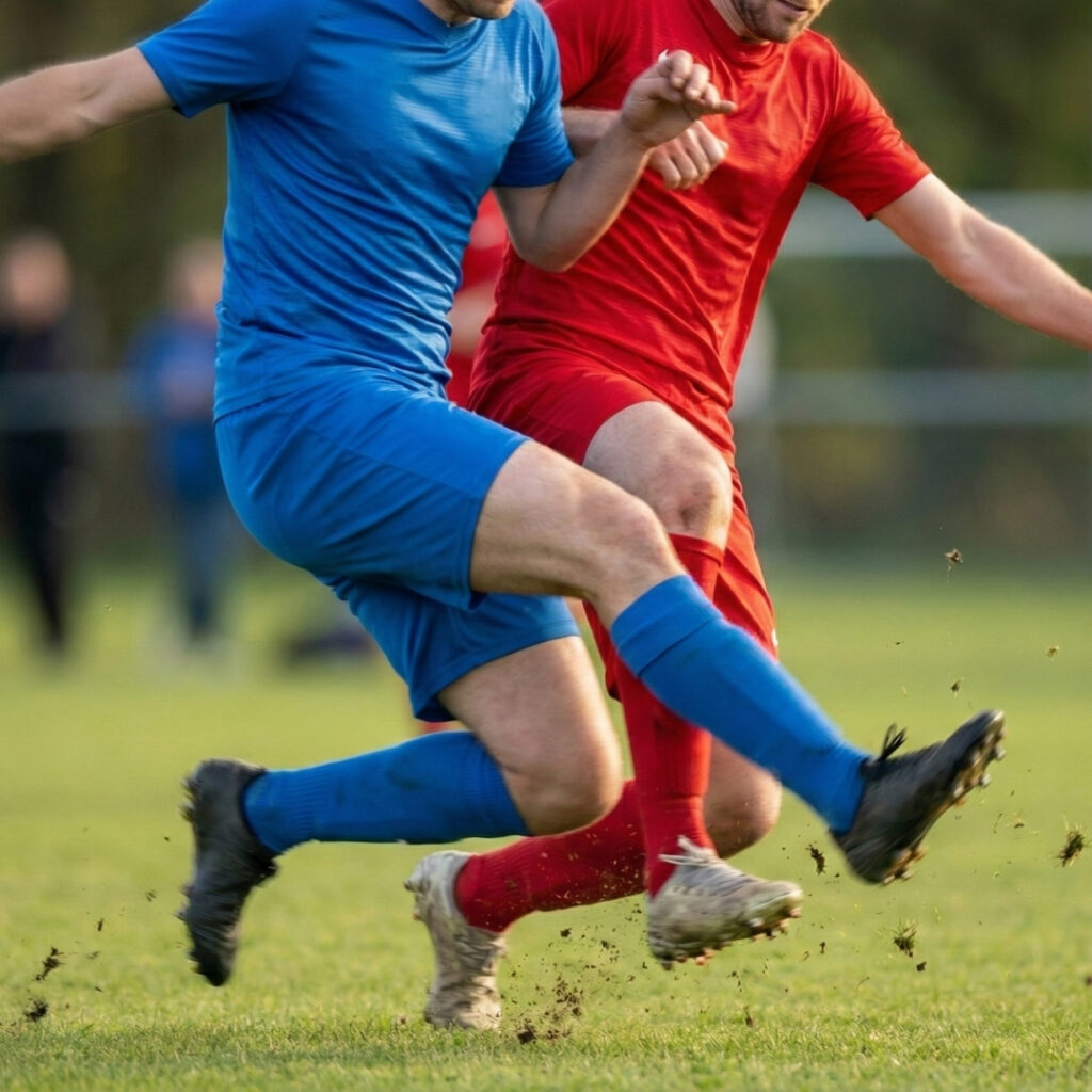 Soccer players colliding