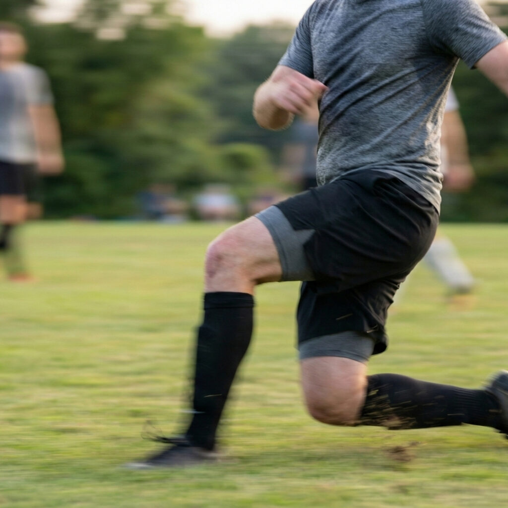 athlete pivoting during a recreational sport