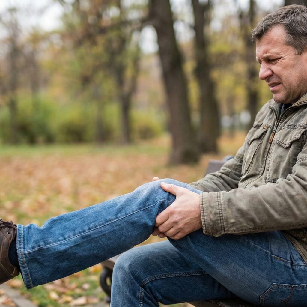 a man struggling with knee pain