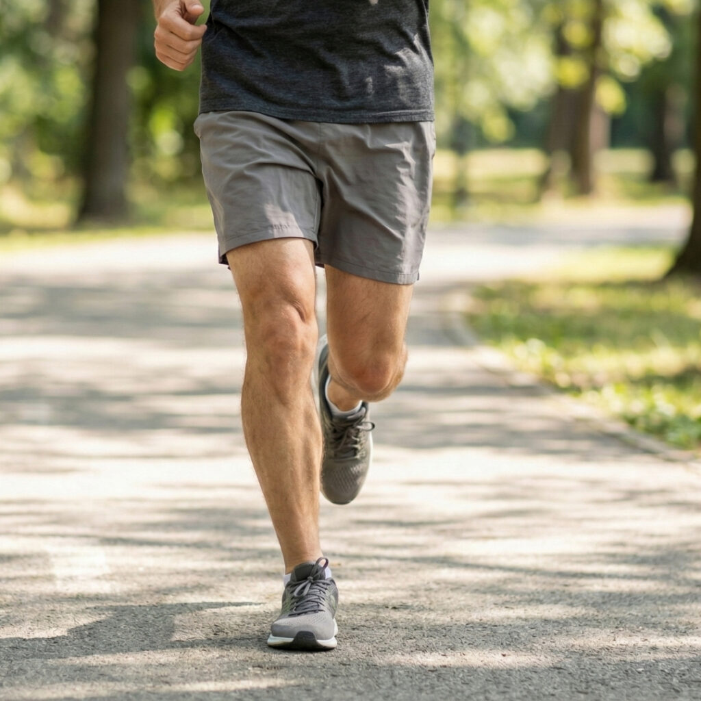 an active adult jogging on a paved trail